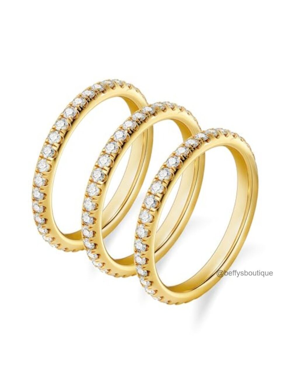 14K Gold Plated Eternity Ring Set Stackable CZ Wedding Bands